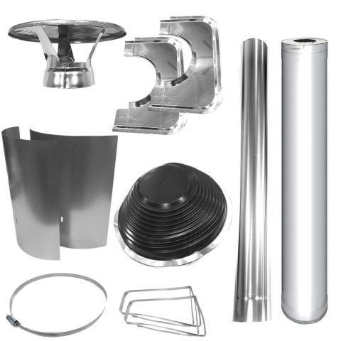 Harvia WHP1000500-PKG Chimney & Assembly Kit, Barrel, Flat Roof