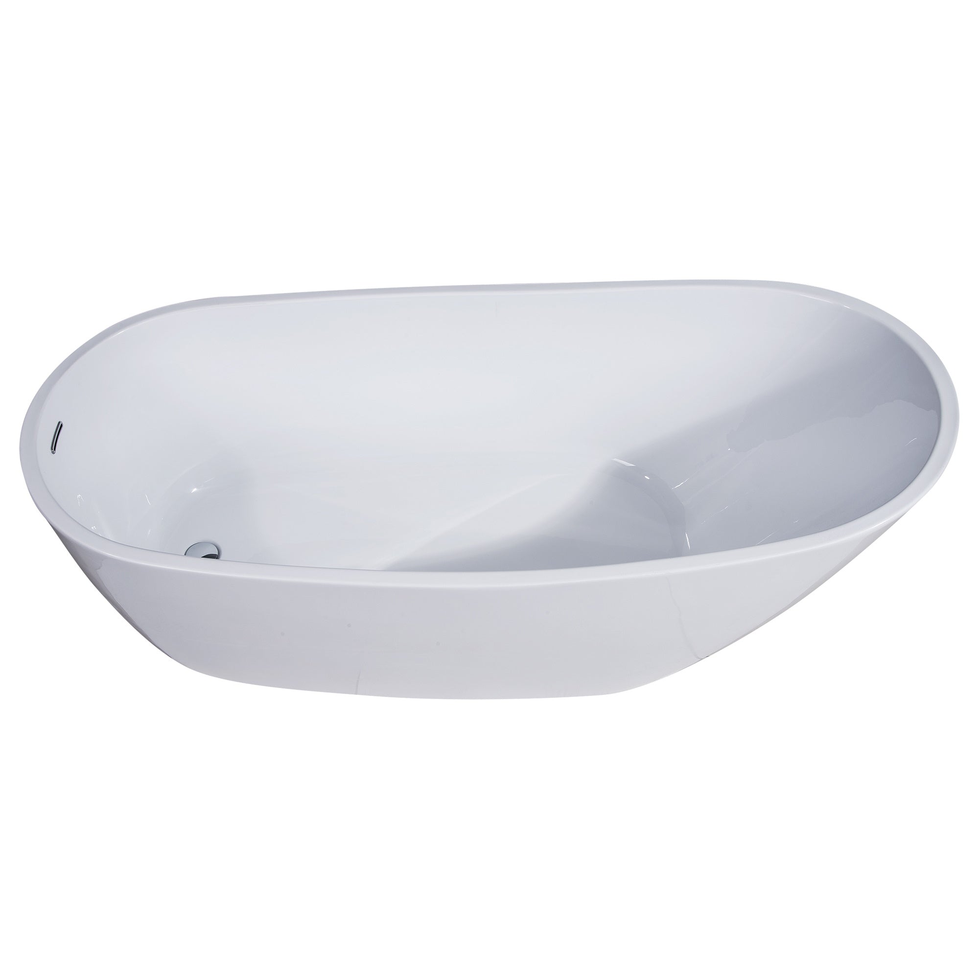 ALFI 68-Inch Oval White Freestanding Acrylic Soaking Bathtub AB8826