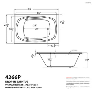 Atlantis Whirlpools Polaris 42 x 66 Rectangular Bathtub 4266P