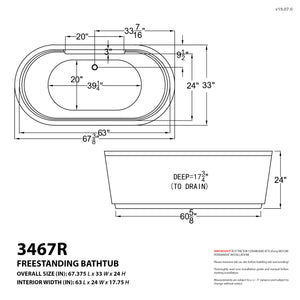 Atlantis Whirlpools Royale 34 x 67 Oval Freestanding Bathtub 3467R