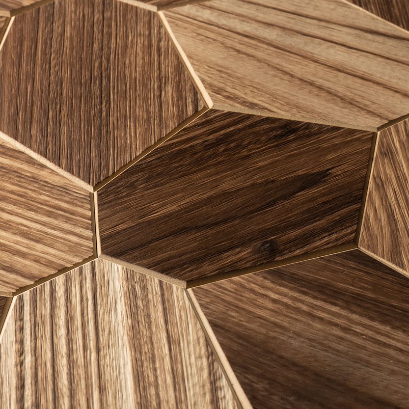 EmotionWood Hexagon Brushed Abachi-Yakisugi Wood Wall Panel EW31003