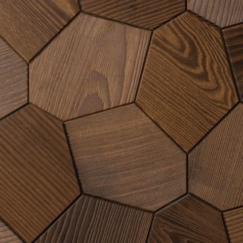 EmotionWood Hexagon Brushed Thermo-Ash Wood Wall Panel EW31005