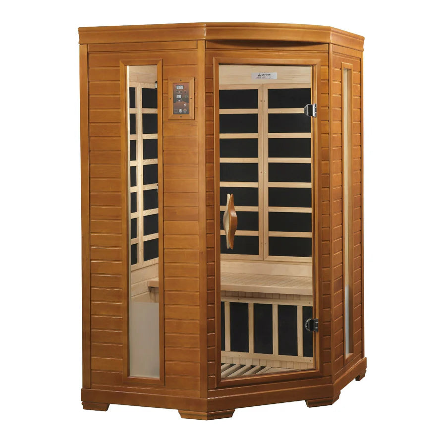 Dynamic Heming Elite 2-person Corner Ultra Low EMF (Under 3MG) FAR Infrared Sauna (Canadian Hemlock) DYN-6225-02 Elite