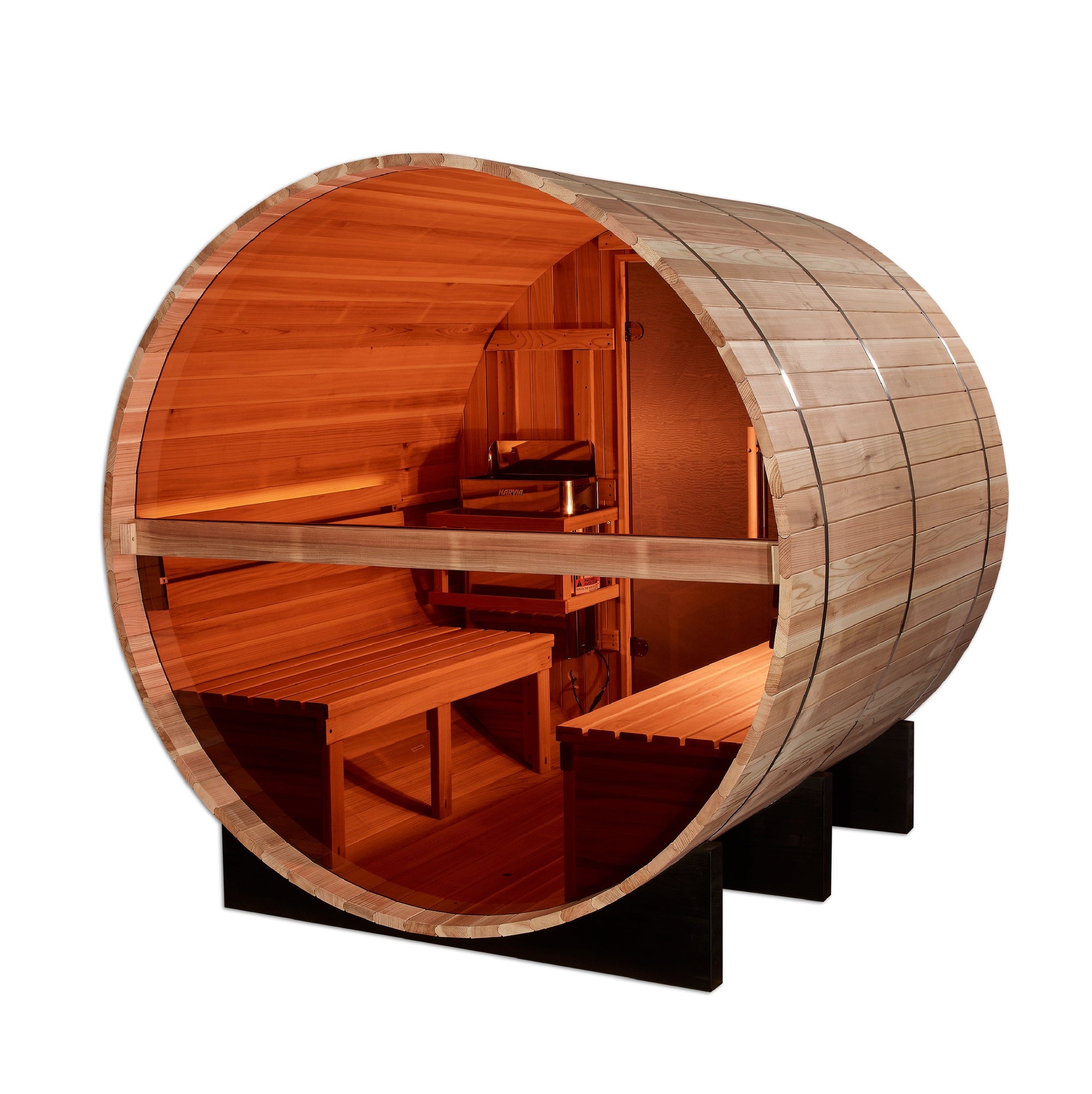 Golden Designs "Zurich" 4 Person Barrel with Bronze Privacy View - Traditional Sauna - Pacific Cedar GDI-B024-01