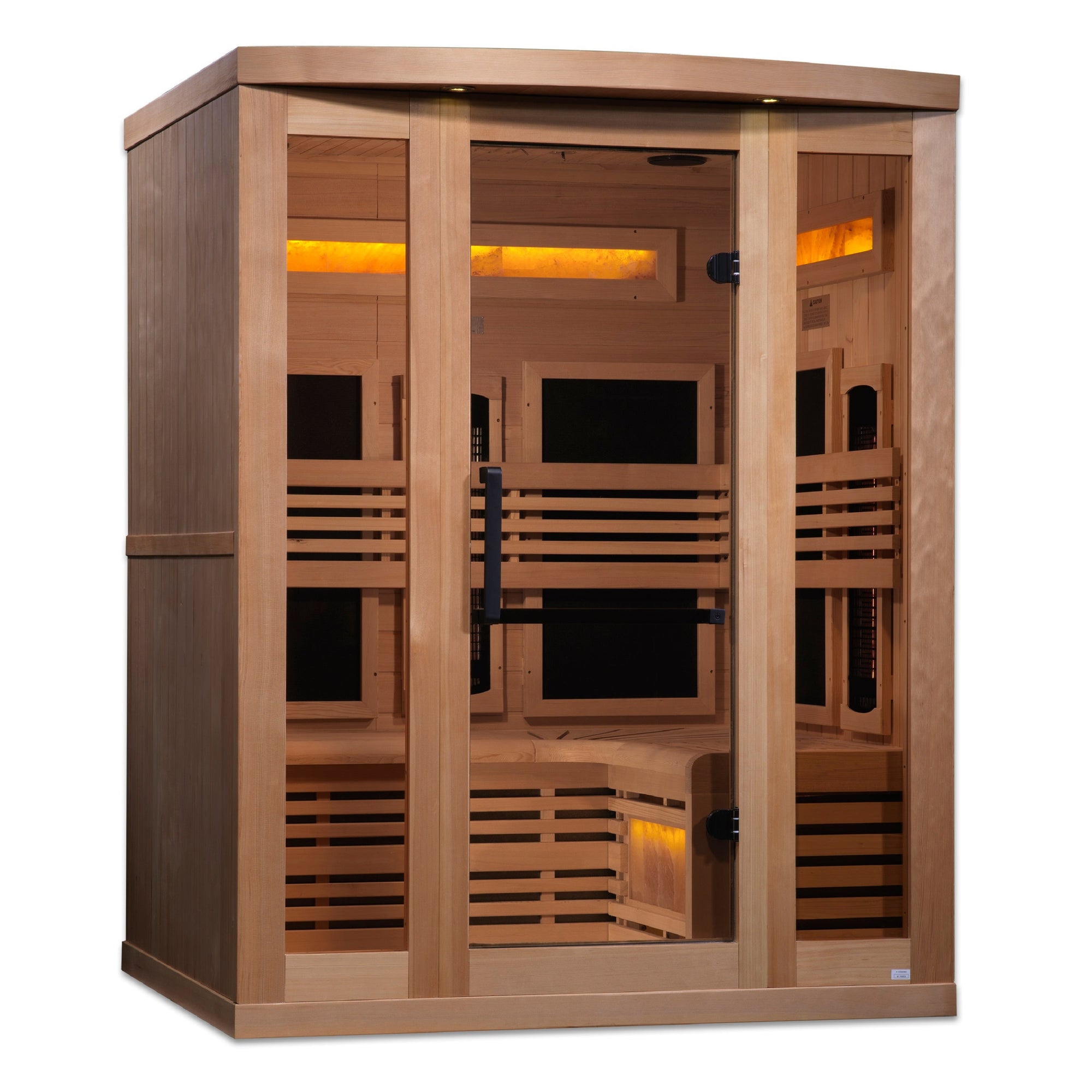 Golden Designs 3-Person Full Spectrum PureTech Near Zero EMF FAR Infrared Sauna with Himalayan Salt Bar (Canadian Hemlock) GDI-8230-01