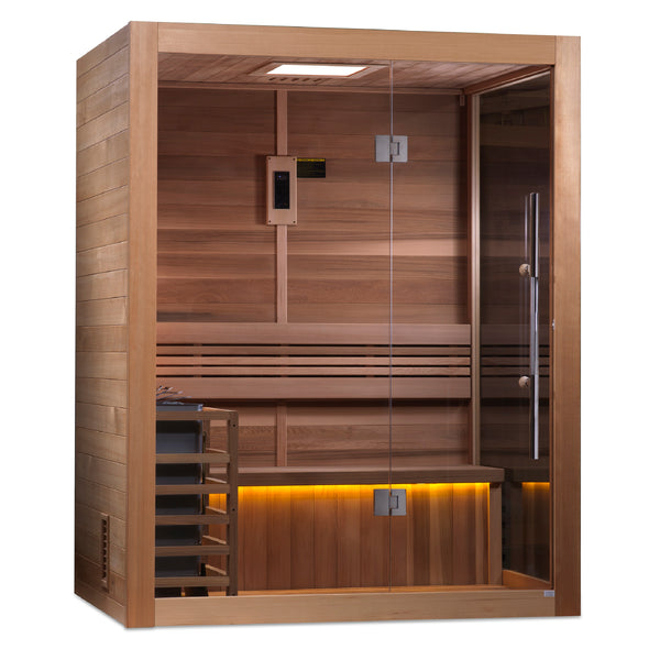 Golden Designs "Hanko Edition" 2-3 Person Traditional Steam Sauna Canadian Red Cedar Interior GDI-7202-01