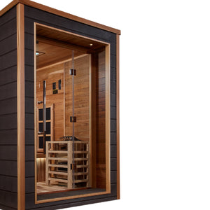 Golden Designs Karlstad 6 Person Outdoor-Indoor PureTech Hybrid Full Spectrum Sauna Canadian Red Cedar Interior GDI-8226-01