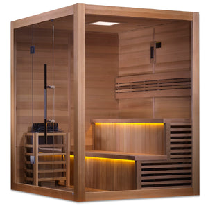 Golden Designs "Kuusamo Edition" 6 Person Traditional Steam Sauna Canadian Red Cedar Interior GDI-7206-01