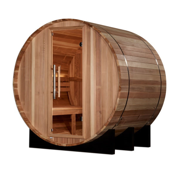 Golden Designs "Zurich" 4 Person Barrel with Bronze Privacy View - Traditional Sauna - Pacific Cedar GDI-B024-01