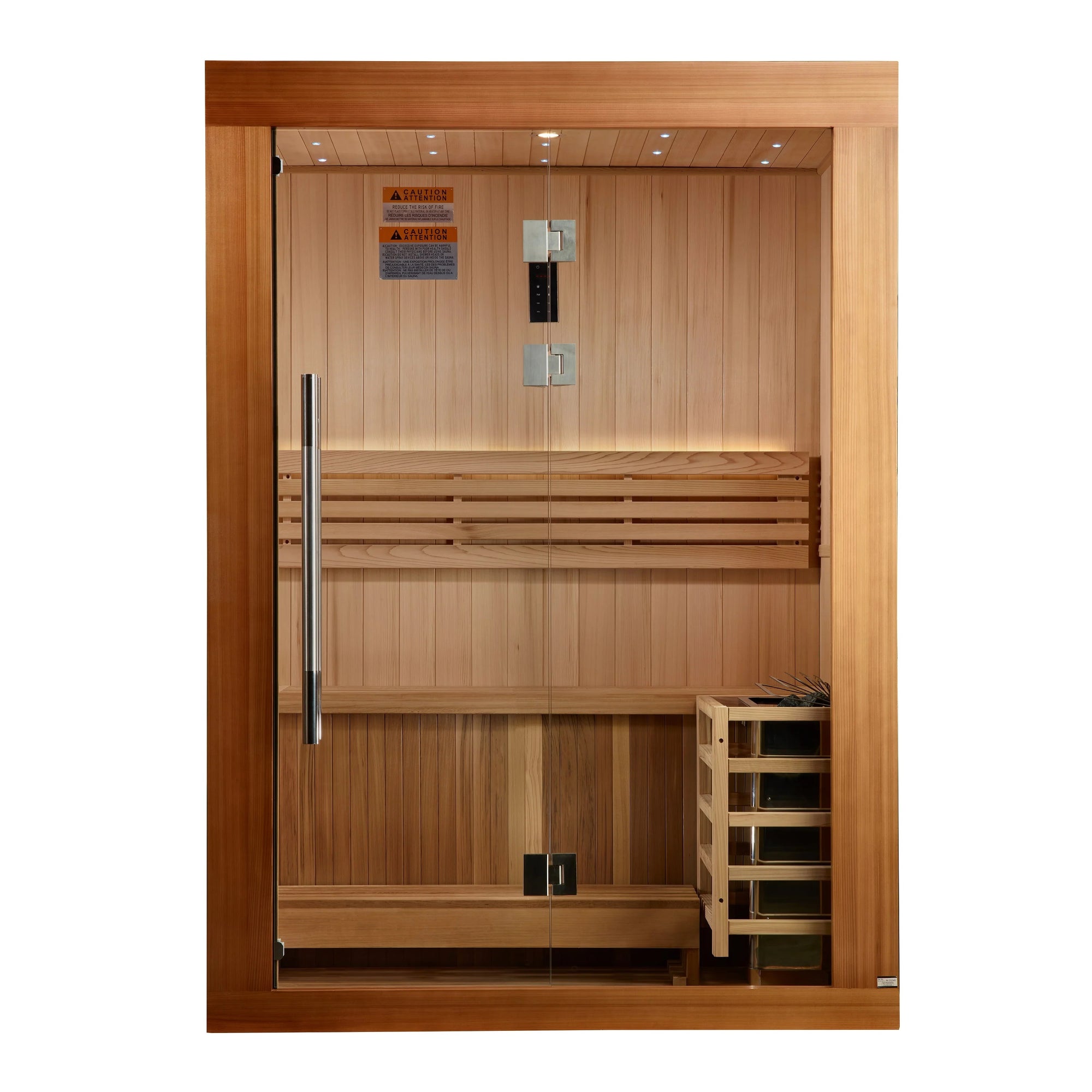 Golden Designs 2025 Updated "Sundsvall Edition" 2 Person Traditional Sauna - Canadian Red Cedar Interior and Pacific Premium Clear Cedar Exterior GDI-7289-02