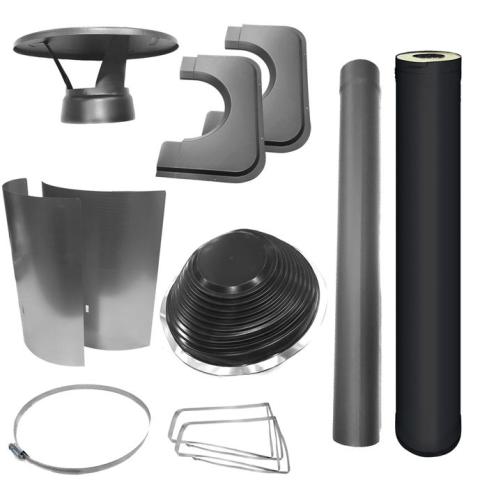 Harvia WHP1000500-PKG Chimney & Assembly Kit, Barrel, Flat Roof