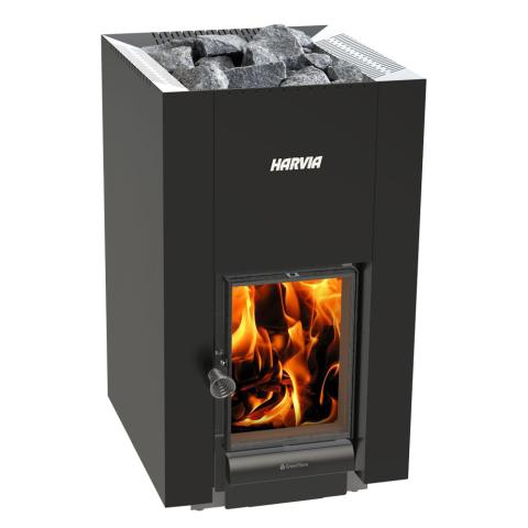 Harvia 15.7kW Linear 22 Green Flame Series Wood Sauna Stove WKLI22GM