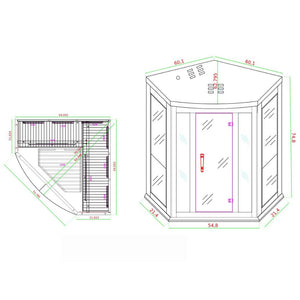 Maxxus 3 Person Corner Red Cedar Full Spectrum Infrared Sauna MX-K356-01-FS CED