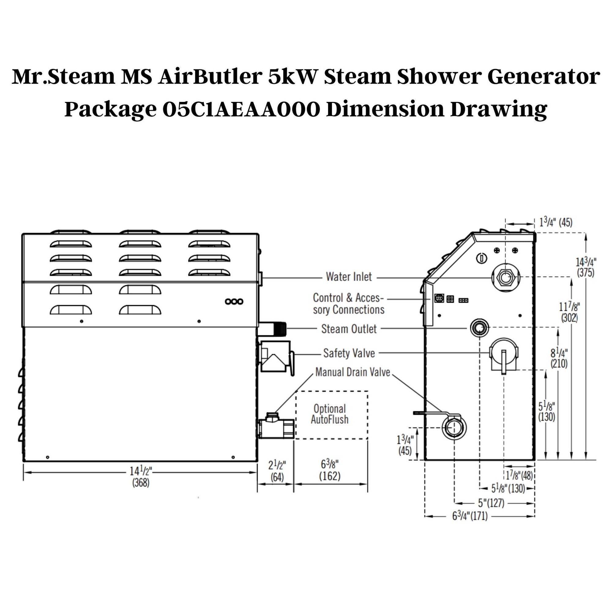 Mr. Steam 5kW MS (AirButler) Steam Shower Generator Package with AirTempo Control in Black Polished Chrome 05C1AEAA000