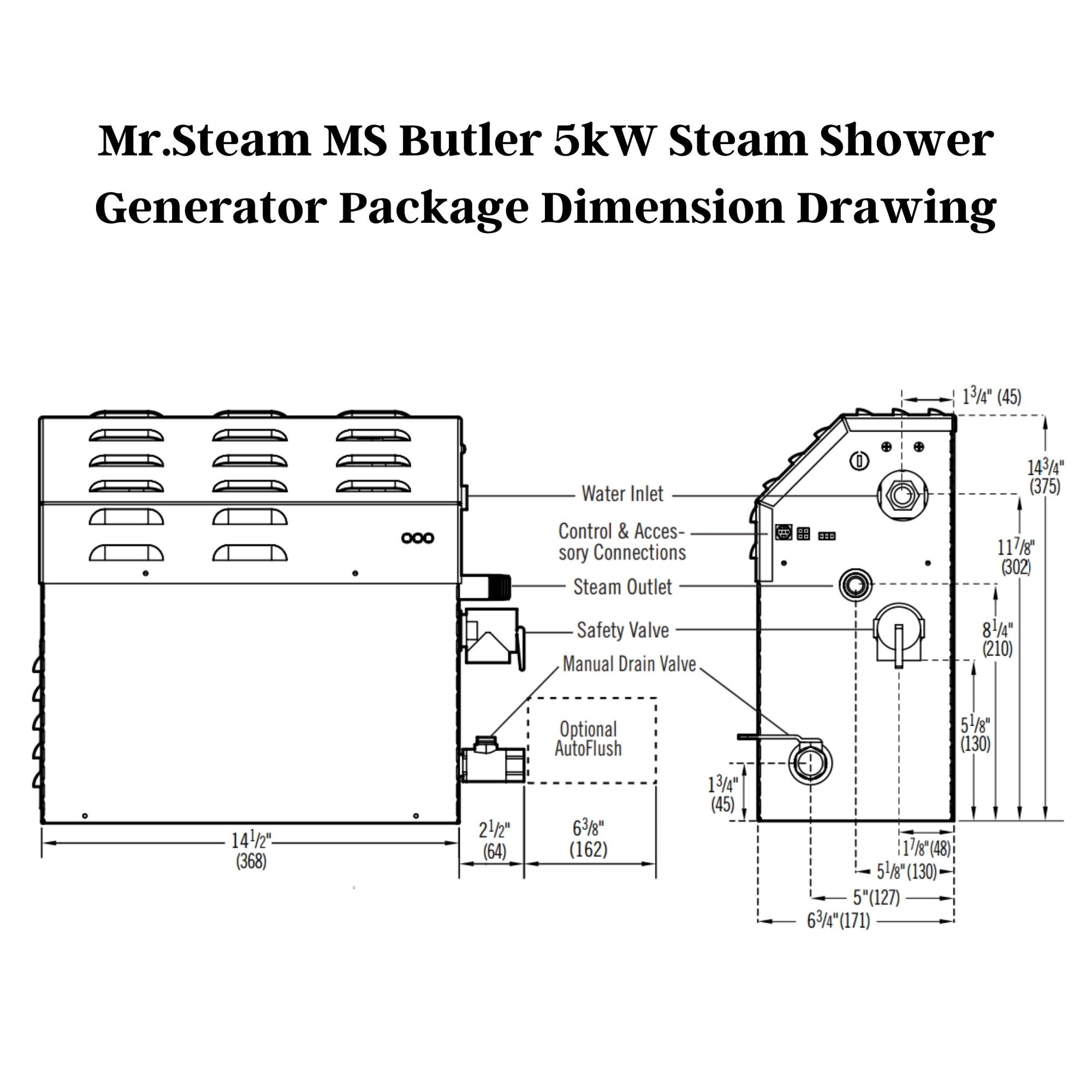 Mr. Steam 5kW MS (Butler) Steam Shower Generator Package with iTempoPlus Control in Round Polished Chrome 05C1ACA0000