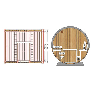 SaunaLife 79"L x 91"H Model EE8G - 6 Person Sauna Barrel