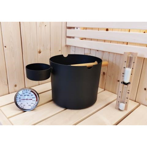 SaunaLife Bucket and Ladle Package 2 Timer, Thermometer with Premium Bucket & Ladle - Sauna Accessory Package Spa Set 2