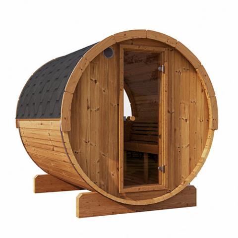 SaunaLife 59"D x 81"H Model E6W Rear Window - 3 Person Barrel Sauna