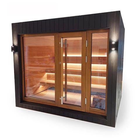 SaunaLife Model G7S Pre-Assembled Outdoor Home Sauna - 6 Persons