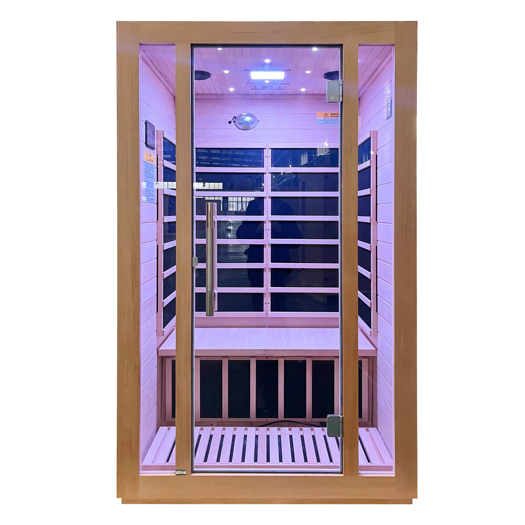 SteamSpa Maldives 2-Person Low EMF Carbon FAR Infrared Hemlock Wooden Indoor Home Sauna Room with LED Touch Control Panel SC-SS0008-2P