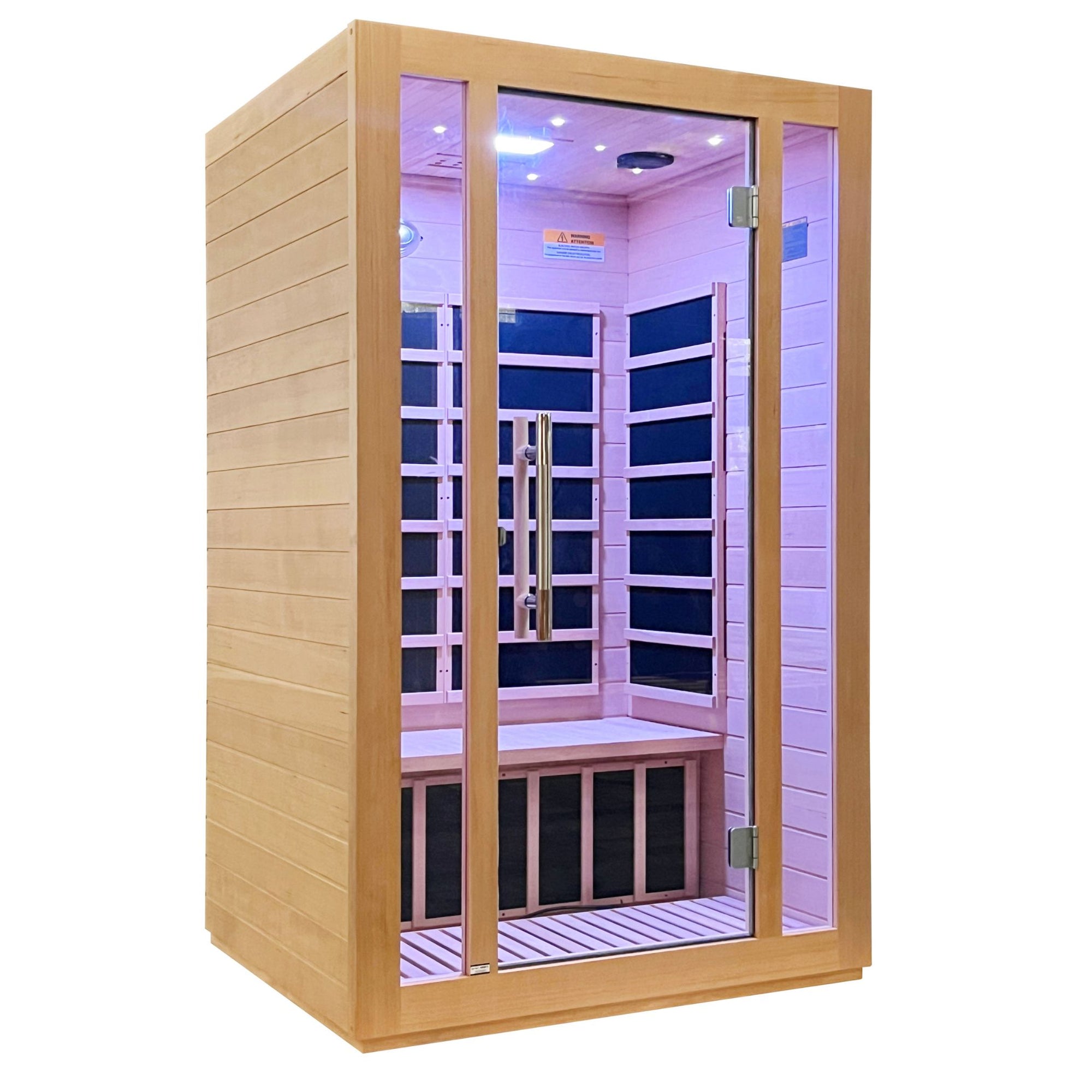 SteamSpa Maldives 2-Person Low EMF Carbon FAR Infrared Hemlock Wooden Indoor Home Sauna Room with LED Touch Control Panel SC-SS0008-2P