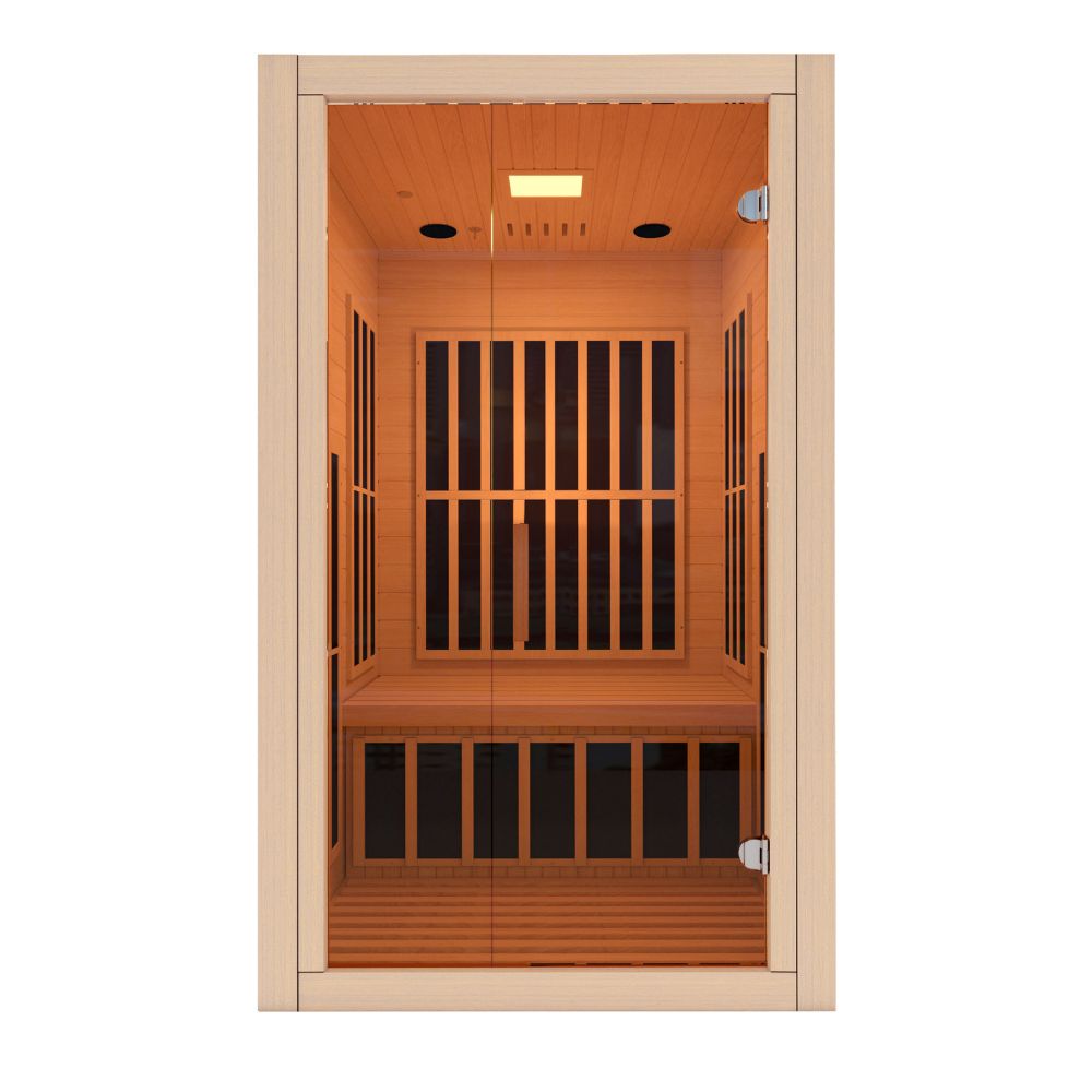 SteamSpa Viti 2-Person Carbon FAR Infrared Hemlock Wooden Indoor Home Sauna Room with LED Touch Control Panel SC-SS0014-GS