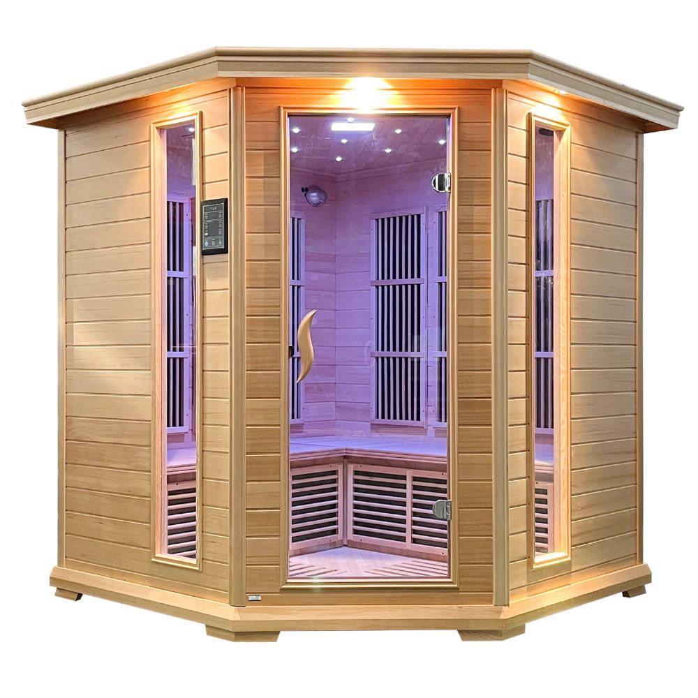 SteamSpa Mauritius 5-Person Carbon FAR Infrared Hemlock Wooden Indoor Home Sauna Room with LED Touch Control Panel SC-SS0010-0S