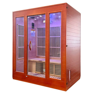 SteamSpa Curacao 3-Person Carbon FAR Infrared Hemlock Wooden Indoor Home Sauna Room with LED Touch Control Panel SC-SS0012-0S