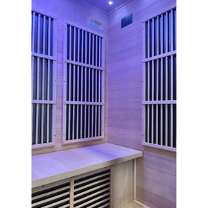 SteamSpa Curacao 3-Person Carbon FAR Infrared Hemlock Wooden Indoor Home Sauna Room with LED Touch Control Panel SC-SS0012-0S