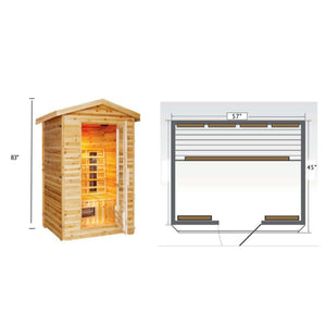 SunRay Sauna Burlington 2 Person Outdoor Infrared Sauna - Rapid Halogen Heating HL200D3