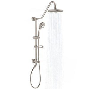 PULSE ShowerSpas Shower System - Kauai III Shower System 1011-1.8GPM - with 8" Rain showerhead with soft tips, Five-function hand shower with 59" double-interlocking stainless steel hose, Brass slide bar, soap dish, diverter, and shower arm - Brushed Nickel - Vital Hydrotherapy