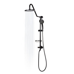 PULSE ShowerSpas Shower System - Kauai III Shower System 1011-1.8GPM - with 8" Rain showerhead with soft tips, Five-function hand shower with 59" double-interlocking stainless steel hose, Brass slide bar, soap dish, diverter, and shower arm - Matte black - Vital Hydrotherapy