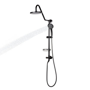 PULSE ShowerSpas Shower System - Kauai III Shower System 1011-1.8GPM - with 8" Rain showerhead with soft tips, Five-function hand shower with 59" double-interlocking stainless steel hose, Brass slide bar, soap dish, diverter, and shower arm - Matte black - Vital Hydrotherapy