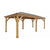 12 x 24 Meridian Gazebo - exterior grade cedar coated in natural cedar-color stain with coffee brown colored aluminum roof, 6” x 6” Posts with classic plinths, Heavy, curved corner gussets in a white background