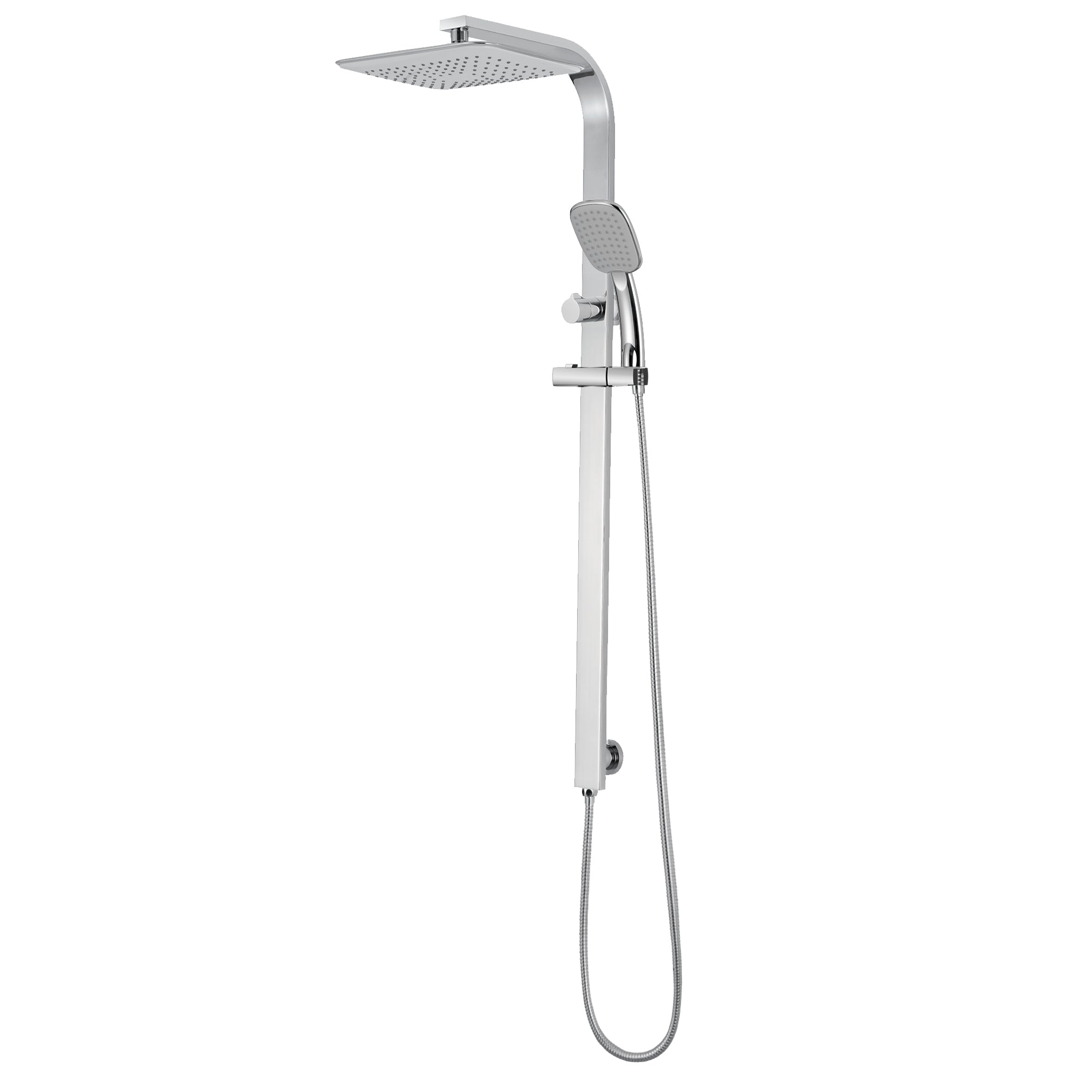 PULSE ShowerSpas Chrome Shower System - Monte Carlo Shower System - Brass body - with 8x12 inch Rectangular stainless steel rain showerhead with soft tips, Hand shower, Hand shower holder and Diverter - 7004-CH - Vital Hydrotherapy