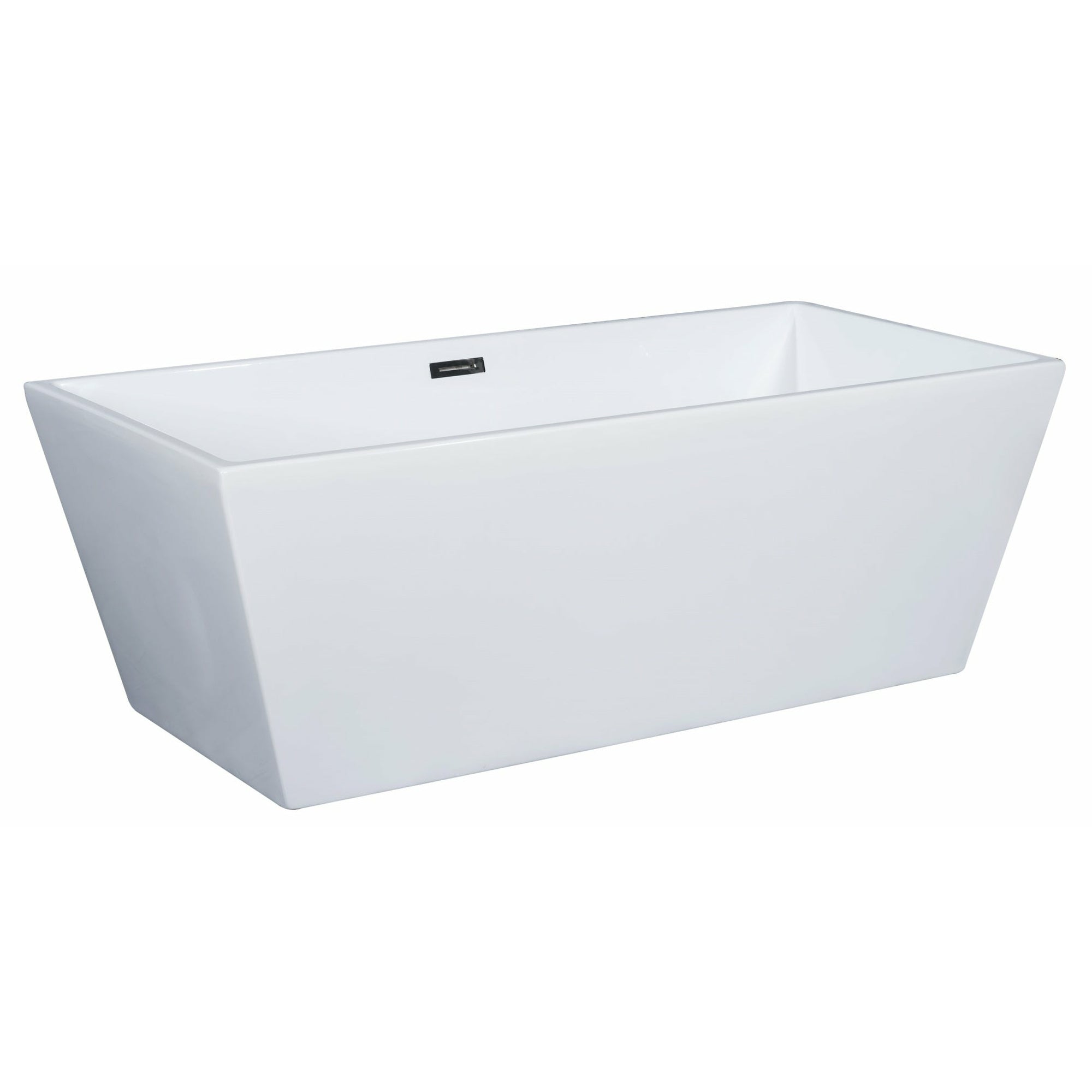 ALFI AB8832 67 inch White Rectangular Acrylic Free Standing Soaking Bathtub with polished chrome overflow, 1 person capacity in a white background