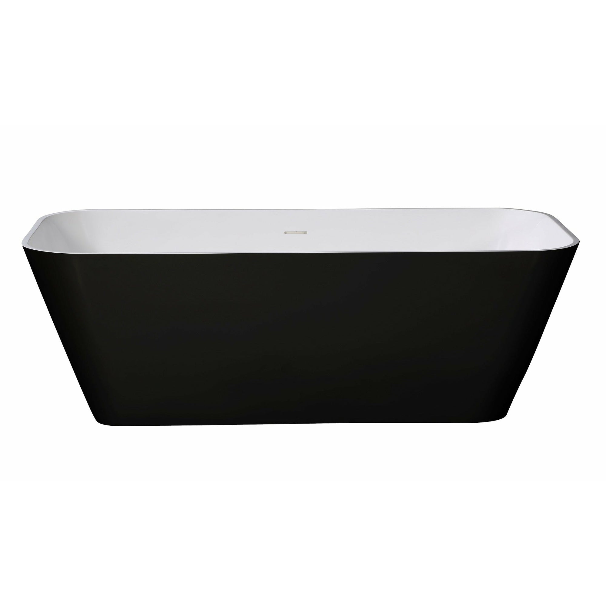 ALFI brand 67" Black & White Matte Rectangular Solid Surface Resin Soaking Bathtub with Smooth Resin Composite Material with a Matte White Finish Inside and a Matte Black Painted Finish on the Outside AB9952BM - Vital Hydrotherapy