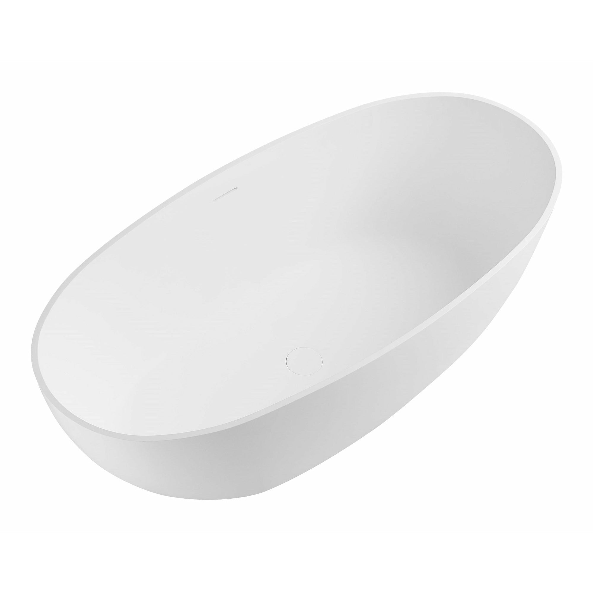 ALFI 59-Inch Oval White Solid Surface Freestanding Resin Soaking Bathtub with Built-in overflow AB9975 - Smooth Resin Composite Material With a Matte Finish - Vital Hydrotherapy