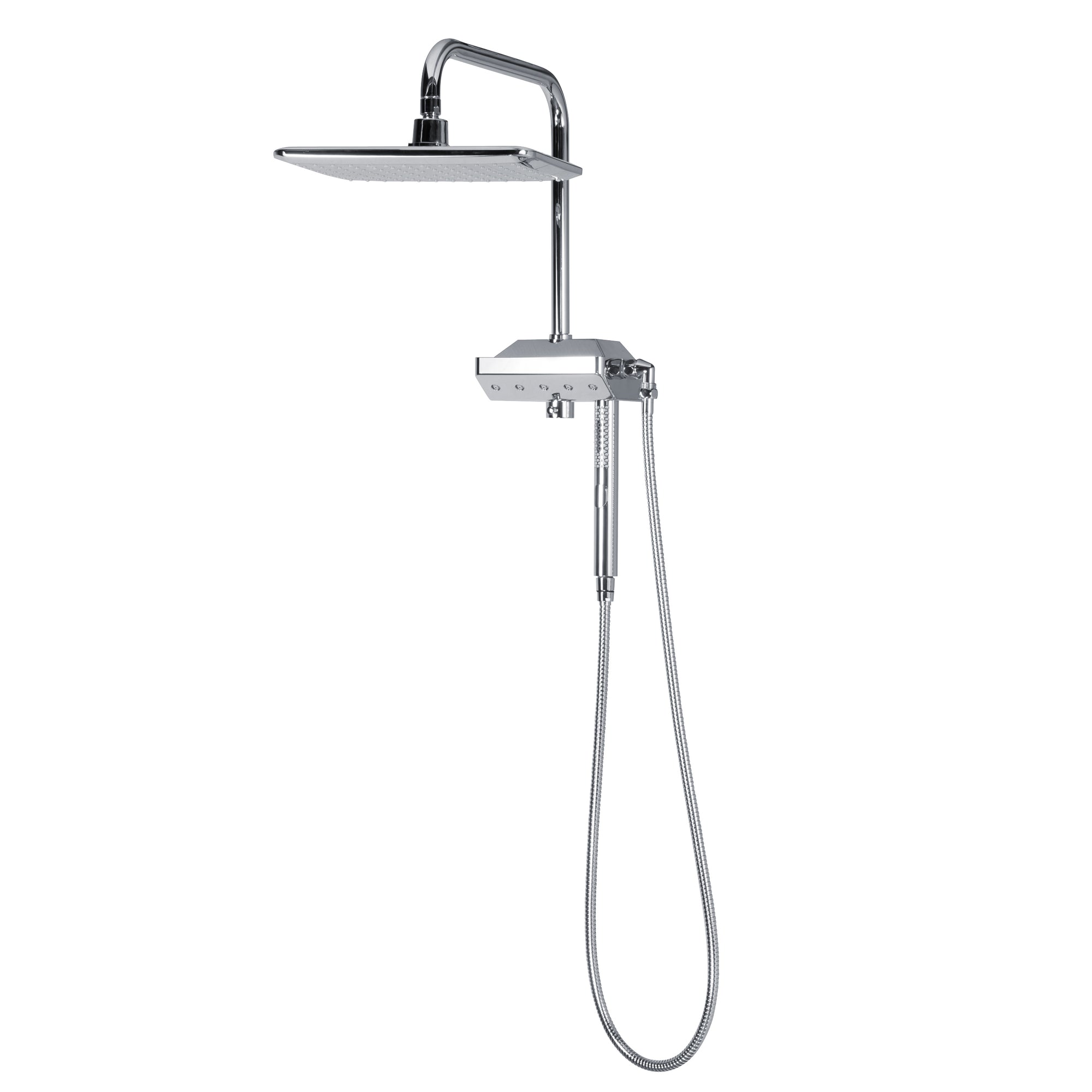 PULSE ShowerSpas Shower System - AquaPower ShowerSpa - Oversized showerhead with soft tips, 3-function wand hand shower and hand shower holder and diverter at the bottom of Aqua Power - Polished Chrome - 1054 - Vital Hydrotherapy