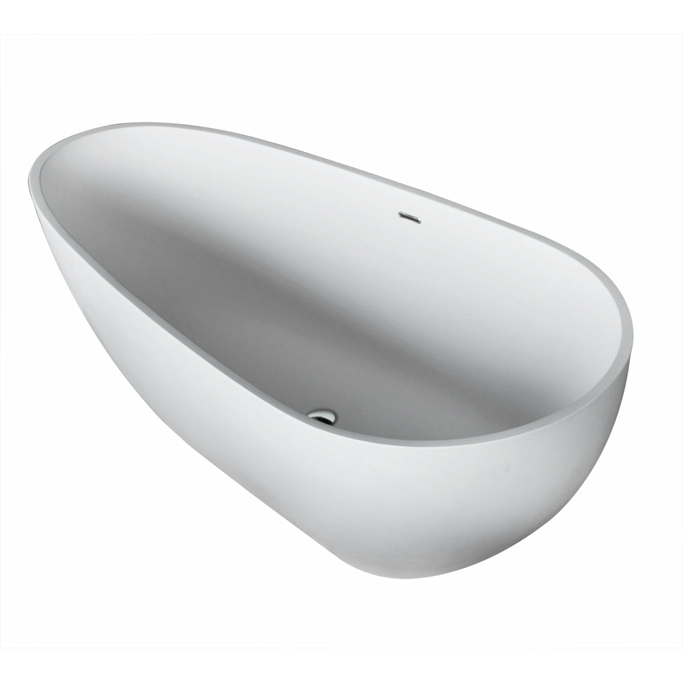 Atlantis Whirlpools Arnaud 34 x 67 Oval Shape Artificial Stone Freestanding Bathtub - Matte white finish - Center drain - Chrome finish overflow slit - 6733ANSXCWXX- Vital Hydrotherapy