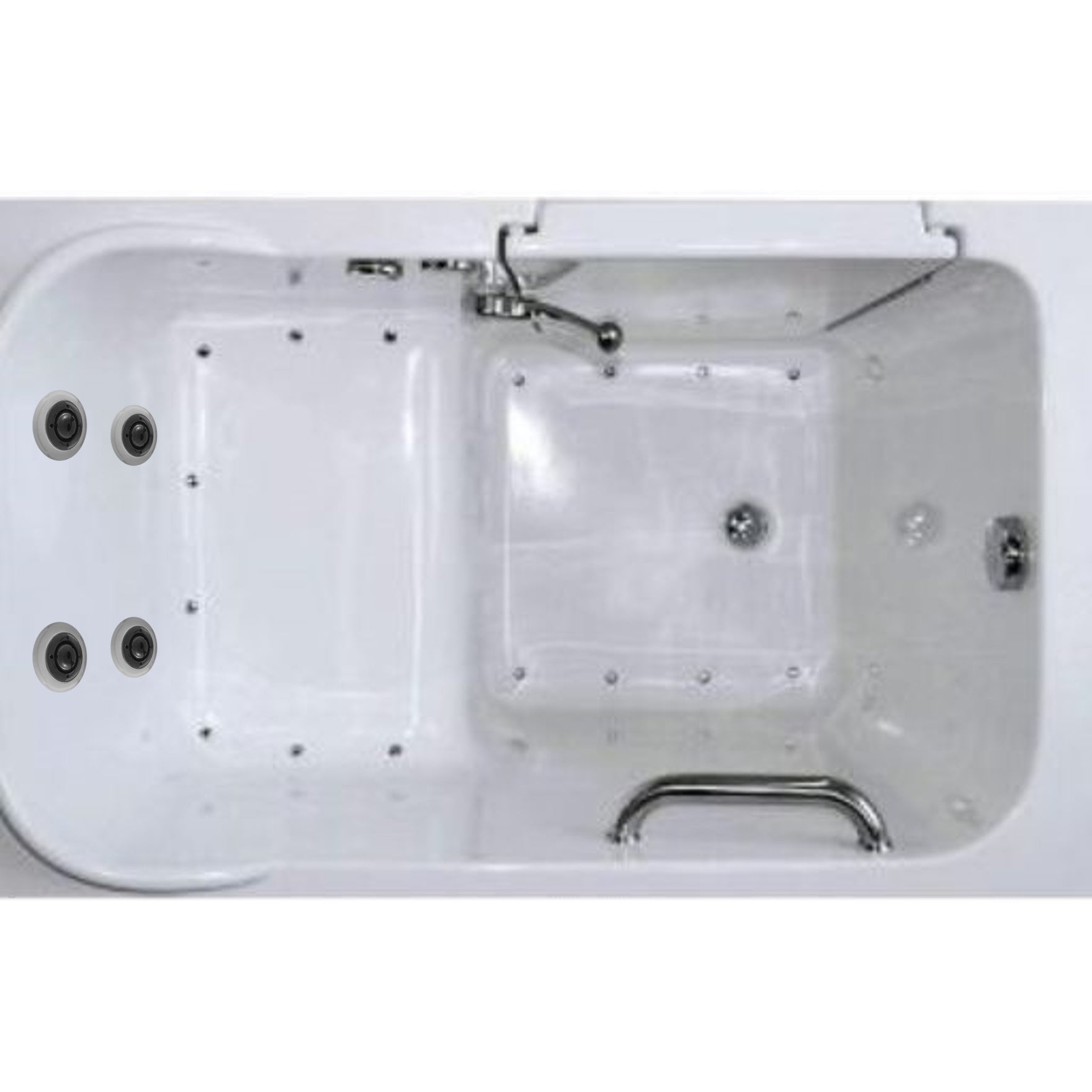 Avora Bath 28" x 48" walk-in tub - left inward swinging door - removable side access panels - highest grade fiberglass composite construction - gel coat high gloss finish - stainless steel frame - Vital Hydrotherapy