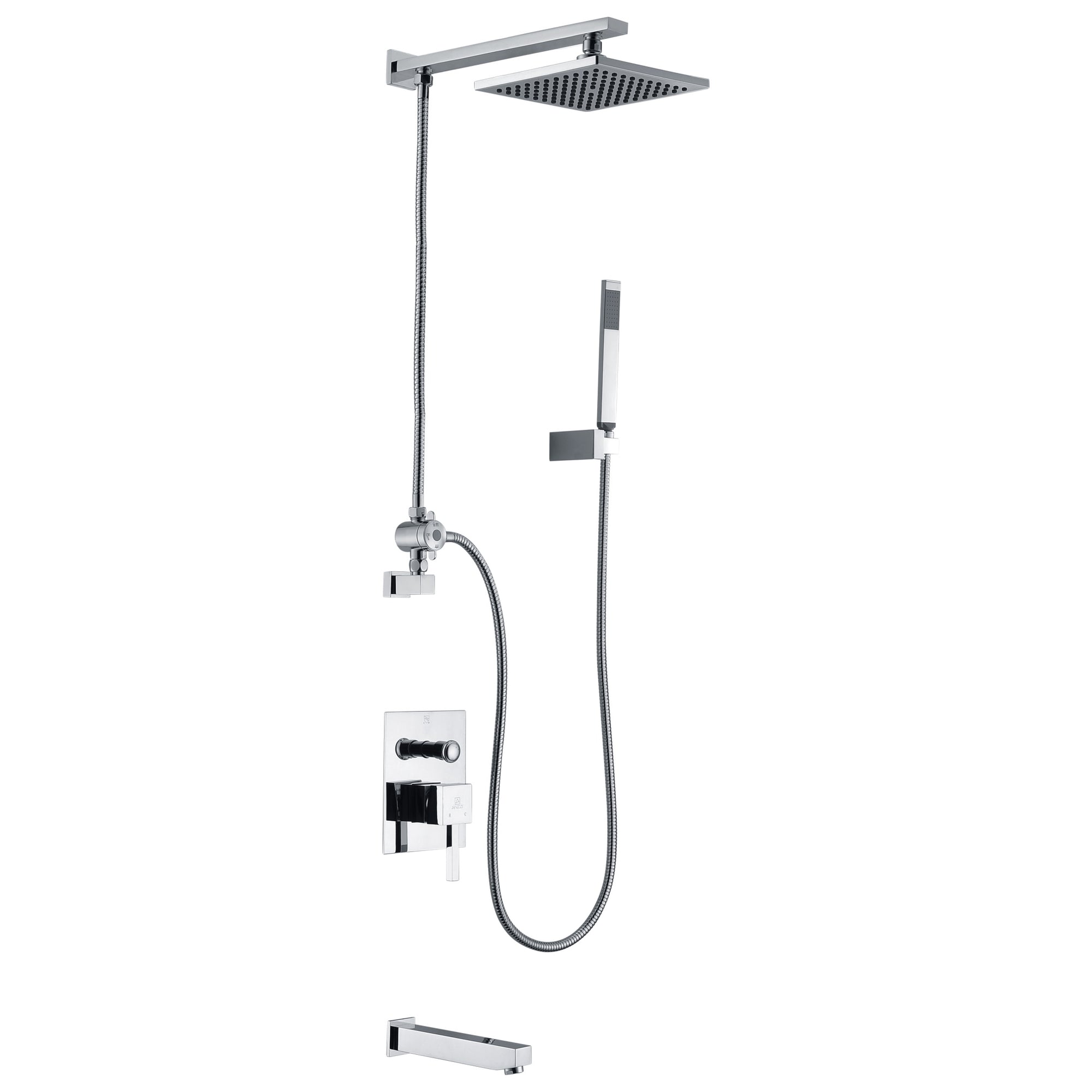 Anzzi Byne 1-Handle 1-Spray Tub and Shower Faucet with Euro-grip Handheld Sprayer - Heavy Rain Showerhead - Polished Chrome Finish - SH-AZ013 - Vital Hydrotherapy