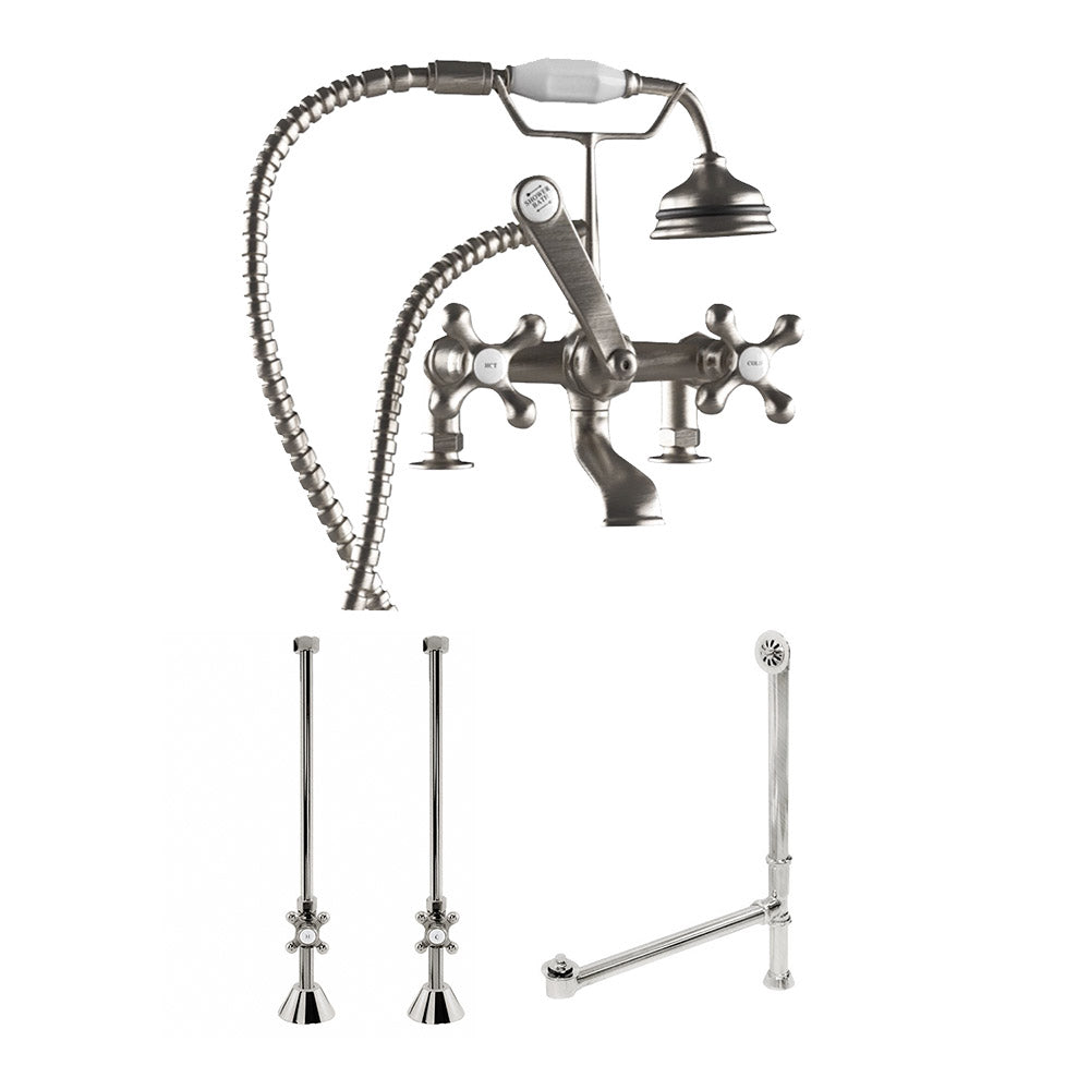 Cambridge Plumbing Complete Deck Mount Plumbing Package (Brushed Nickel) for Clawfoot Tub CAM463D-2-PKG Brushed Nickel - Vital Hydrotherapy