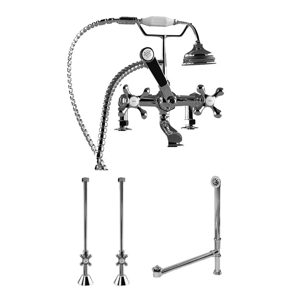 Cambridge Plumbing Complete Deck Mount Plumbing Package (Brushed Nickel) for Clawfoot Tub CAM463D-2-PKG Brushed Nickel - Vital Hydrotherapy