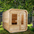 Dundalk Canadian Timber Luna 2 to 3 Person White Cedar Sauna CTC22LU - with bronze tempered glass with wooden frame - Isometric view - Vital Hydrotherapy