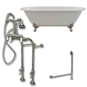 Cambridge Plumbing 66-Inch Double Ended Cast Iron Soaking Clawfoot Tub and Complete Freestanding Plumbing Package DE67-398684-PKG-NH - Vital Hydrotherapy