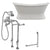 Cambridge Plumbing Double Slipper Cast Iron Pedestal Soaking Tub (Porcelain interior and white paint exterior) and Free-Standing Plumbing Package (Brushed nickel) DES-PED-398463-PKG-NH - Vital Hydrotherapy