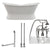 Cambridge Plumbing Double Slipper Cast Iron Pedestal Soaking Tub (Porcelain interior and white paint exterior) and Deck Mount Plumbing Package (Brushed nickel) DES-PED-463D-6-PKG-7DH - Vital Hydrotherapy