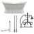 Cambridge Plumbing Double Slipper Cast Iron Pedestal Soaking Tub (Porcelain interior and white paint exterior) and Deck Mount Plumbing Package (Brushed nickel) DES-PED-684D-PKG-7DH - Vital Hydrotherapy