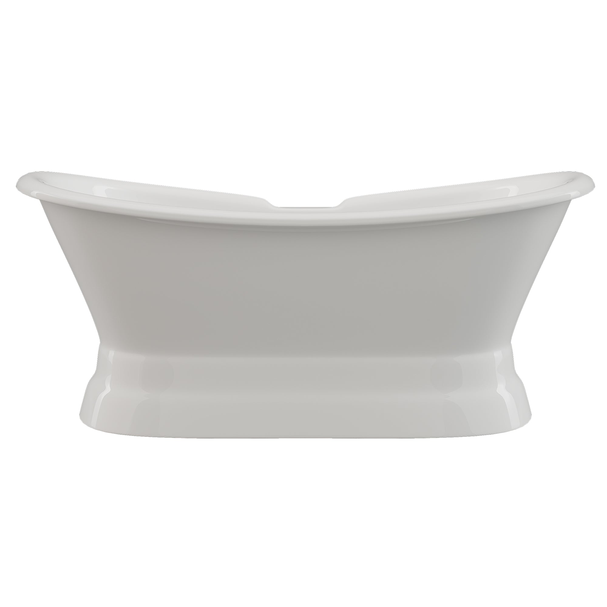 Cambridge Plumbing Double Slipper Cast Iron Pedestal Tub (Porcelain enamel interior and white paint exterior) with 7" Deck Mount Faucet Drillings DES-PED-DH - Vital Hydrotherapy